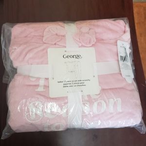 Cozy Pink Rose Ladies 2 Pc Set Pajamas XL Tis is the Season to be Jolly